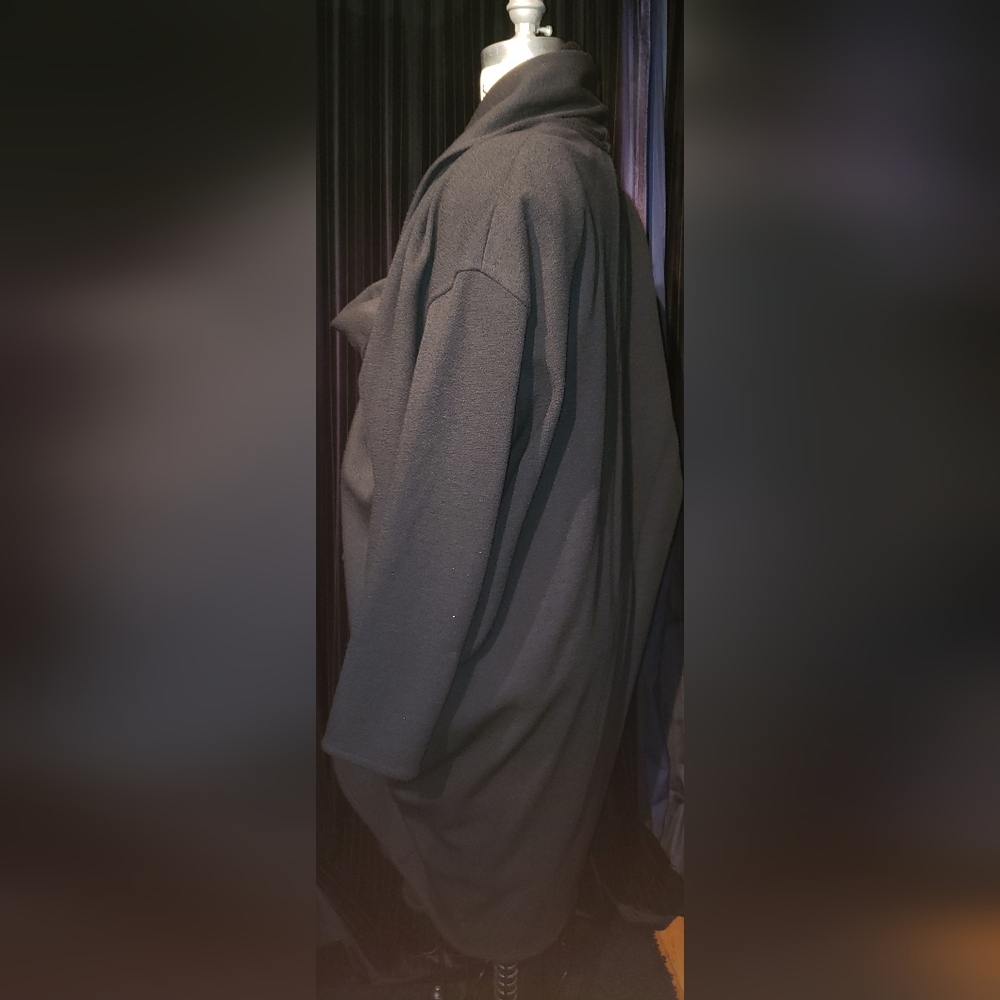 Vtg. Donna Karan 100% pure double sided wool knit shoulder pads cardigan coat L - Picture 5 of 16